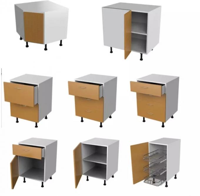 L forma los armarios de cocina de madera presionados/las puertas de armario de cocina simples del tablero de partícula