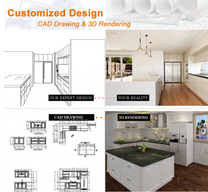 Armarios de cocina modificados para requisitos particulares del tablero de partícula del color para los muebles de adornamiento residenciales