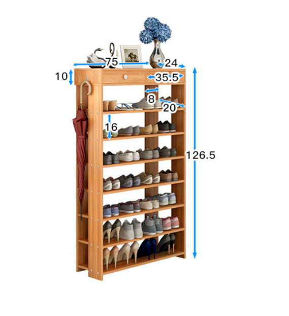 El gabinete de madera del zapato del tablero de partícula del grano del estilo simple con muchos estantes para elige